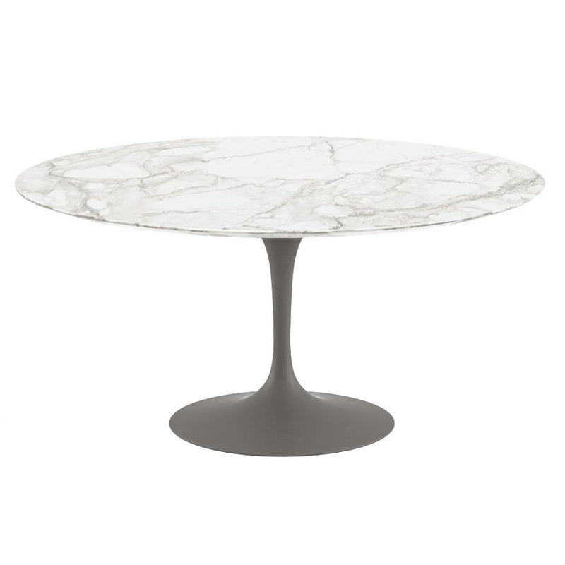 Saarinen 60" Round Dining Table Dining Tables Knoll Grey Calacatta Satin Coated Marble 