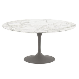 Saarinen 60" Round Dining Table Dining Tables Knoll Grey Calacatta Satin Coated Marble 