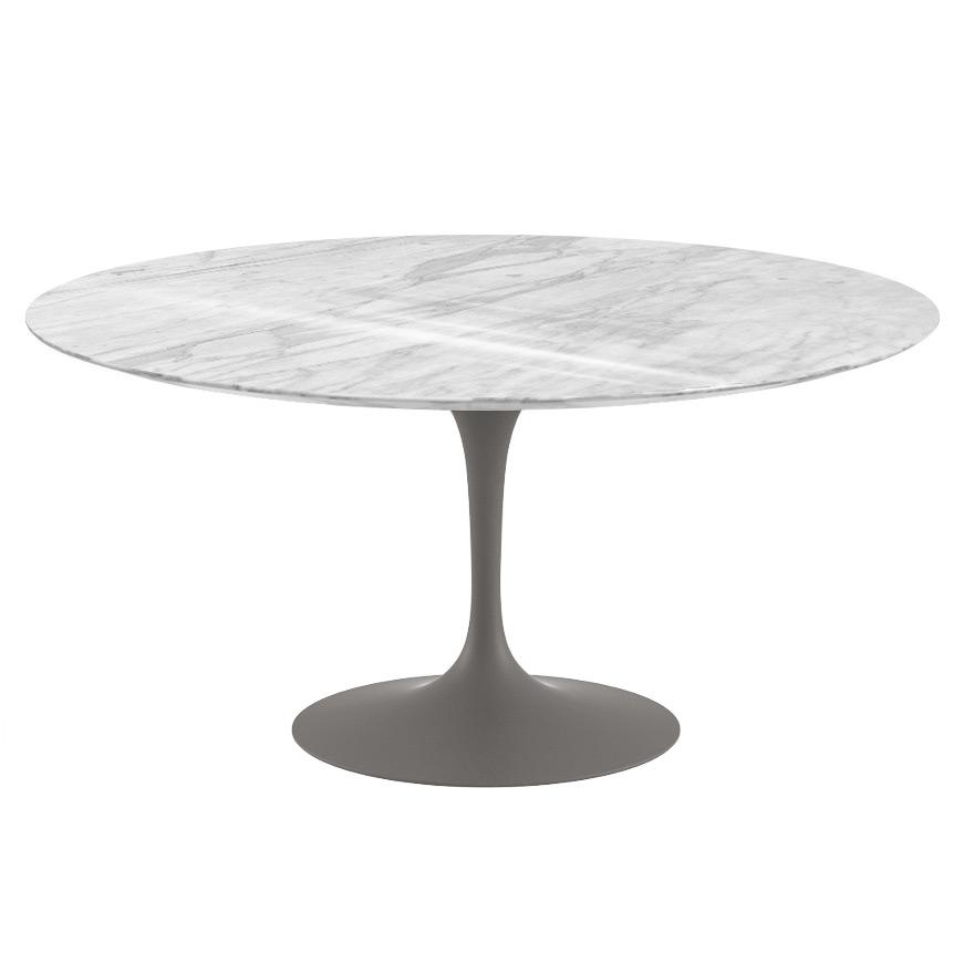 Saarinen 60&quot; Round Dining Table Dining Tables Knoll Grey Carrara Coated Marble 