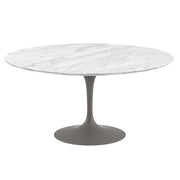 Saarinen 60" Round Dining Table Dining Tables Knoll Grey Carrara Satin Coated Marble 