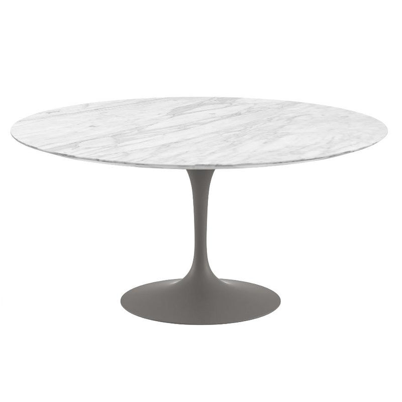 Saarinen 60" Round Dining Table Dining Tables Knoll Grey Carrara Satin Coated Marble 