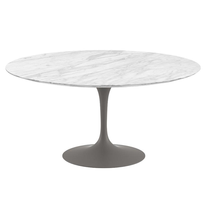 Saarinen 60&quot; Round Dining Table Dining Tables Knoll Grey Carrara Satin Coated Marble 