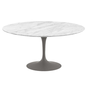 Saarinen 60" Round Dining Table Dining Tables Knoll Grey Carrara Satin Coated Marble 
