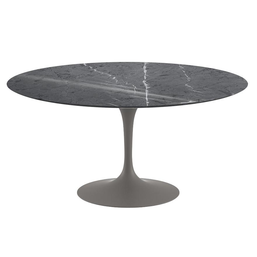 Saarinen 60" Round Dining Table Dining Tables Knoll Grey Grigio Marquina marble, Shiny finish 
