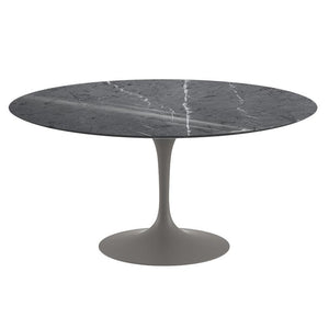 Saarinen 60" Round Dining Table Dining Tables Knoll Grey Grigio Marquina marble, Shiny finish 