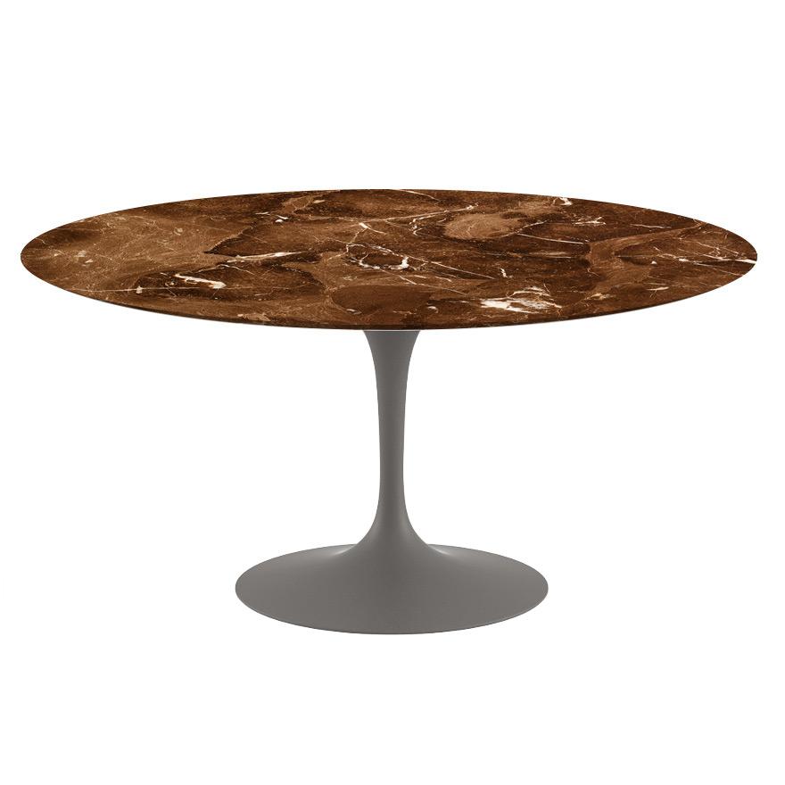 Saarinen 60" Round Dining Table Dining Tables Knoll Grey Espresso marble, Satin finish 