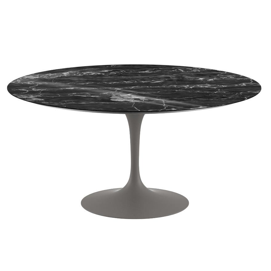 Saarinen 60&quot; Round Dining Table Dining Tables Knoll Grey Portoro marble, Shiny finish 