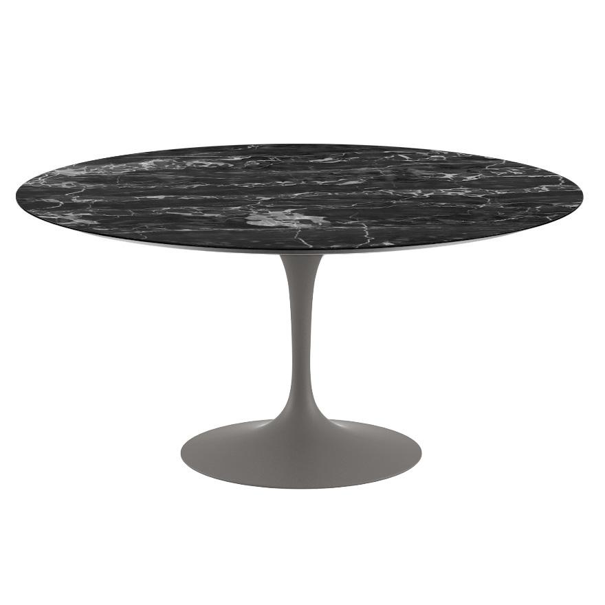 Saarinen 60&quot; Round Dining Table Dining Tables Knoll Grey Portoro marble, Satin finish 