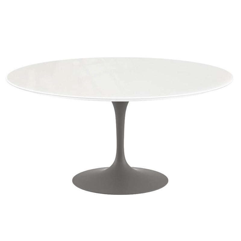 Saarinen 60" Round Dining Table Dining Tables Knoll Grey Vetro Bianco 