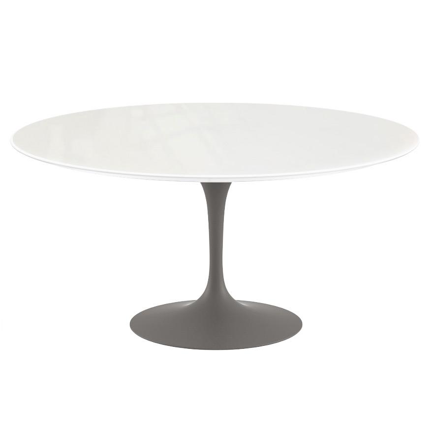 Saarinen 60&quot; Round Dining Table Dining Tables Knoll Grey Vetro Bianco 