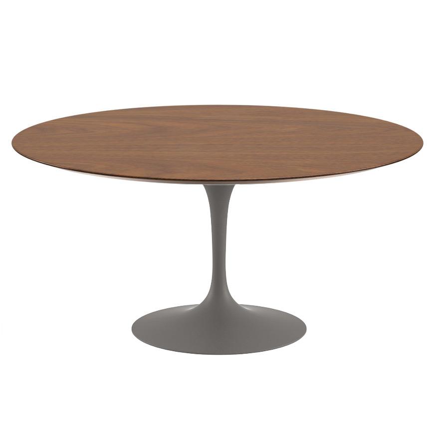 Saarinen 60&quot; Round Dining Table Dining Tables Knoll Grey Light Walnut Veneer 