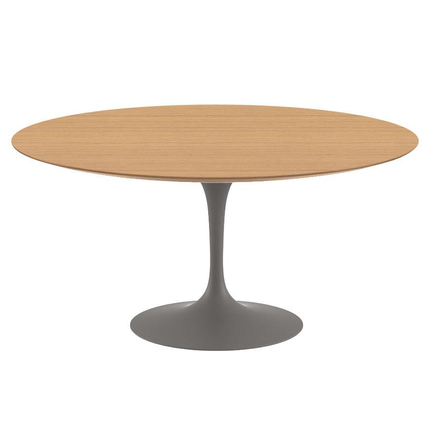 Saarinen 60&quot; Round Dining Table Dining Tables Knoll Grey Light Oak Veneer 