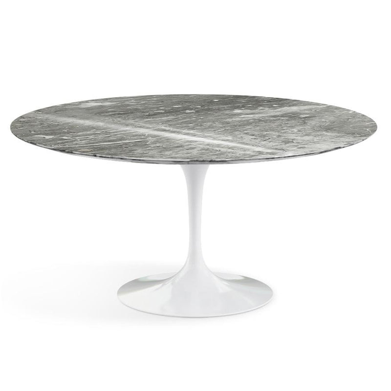 Saarinen 60" Round Dining Table Dining Tables Knoll White Grey Coated Marble 