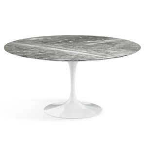 Saarinen 60" Round Dining Table Dining Tables Knoll White Grey Coated Marble 