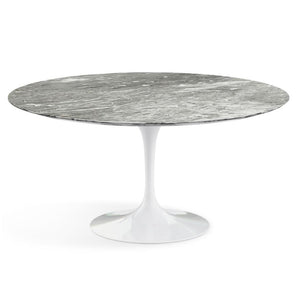 Saarinen 60" Round Dining Table Dining Tables Knoll White Grey Satin Coated Marble 
