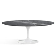 Saarinen 78" Oval Dining Table Medium Dining Tables Knoll White Grigio Marquina marble, Shiny finish 