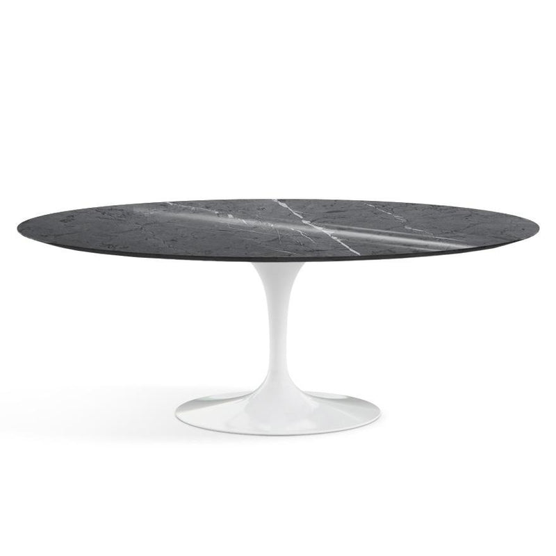 Saarinen 78" Oval Dining Table Medium Dining Tables Knoll White Grigio Marquina marble, Shiny finish 