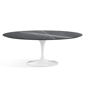 Saarinen 78" Oval Dining Table Medium Dining Tables Knoll White Grigio Marquina marble, Shiny finish 