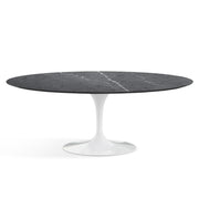Saarinen 78" Oval Dining Table Medium Dining Tables Knoll White Grigio Marquina marble, Satin finish 