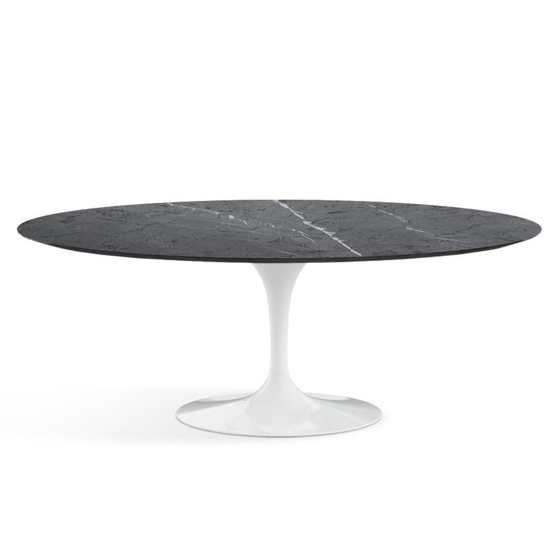 Saarinen 78" Oval Dining Table Medium Dining Tables Knoll White Grigio Marquina marble, Satin finish 
