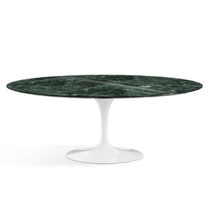 Saarinen 78" Oval Dining Table Medium Dining Tables Knoll White Verde Alpi marble, Shiny finish 