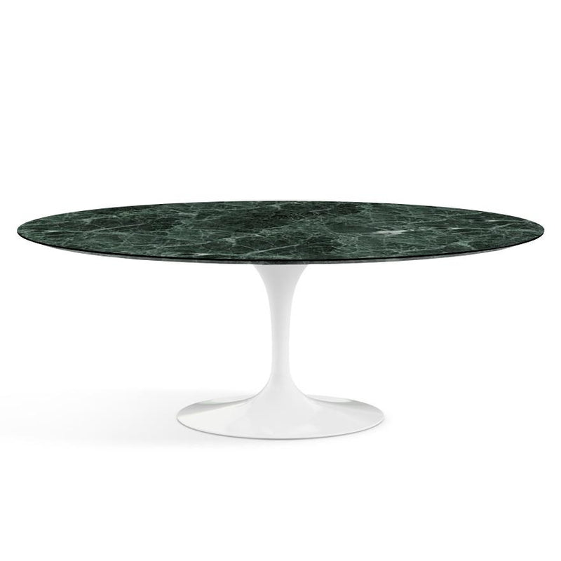 Saarinen 78" Oval Dining Table Medium Dining Tables Knoll White Verde Alpi marble, Satin finish 