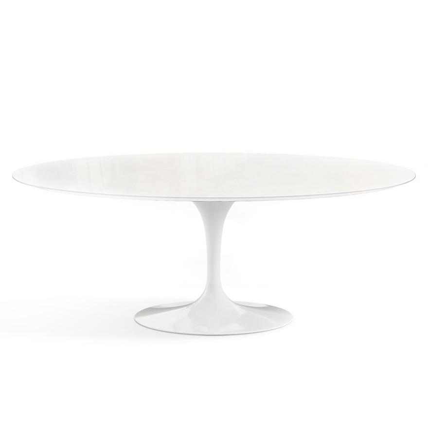 Saarinen 78" Oval Dining Table Medium Dining Tables Knoll White Vetro Bianco 
