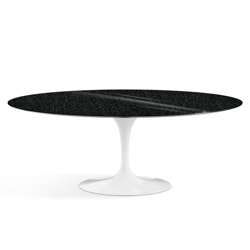Saarinen 78&quot; Oval Dining Table Medium Dining Tables Knoll White Black Andes, Granite 