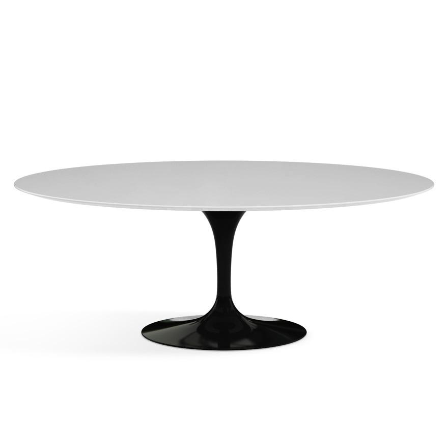 Saarinen 78&quot; Oval Dining Table Medium Dining Tables Knoll Black White laminate, Satin finish 