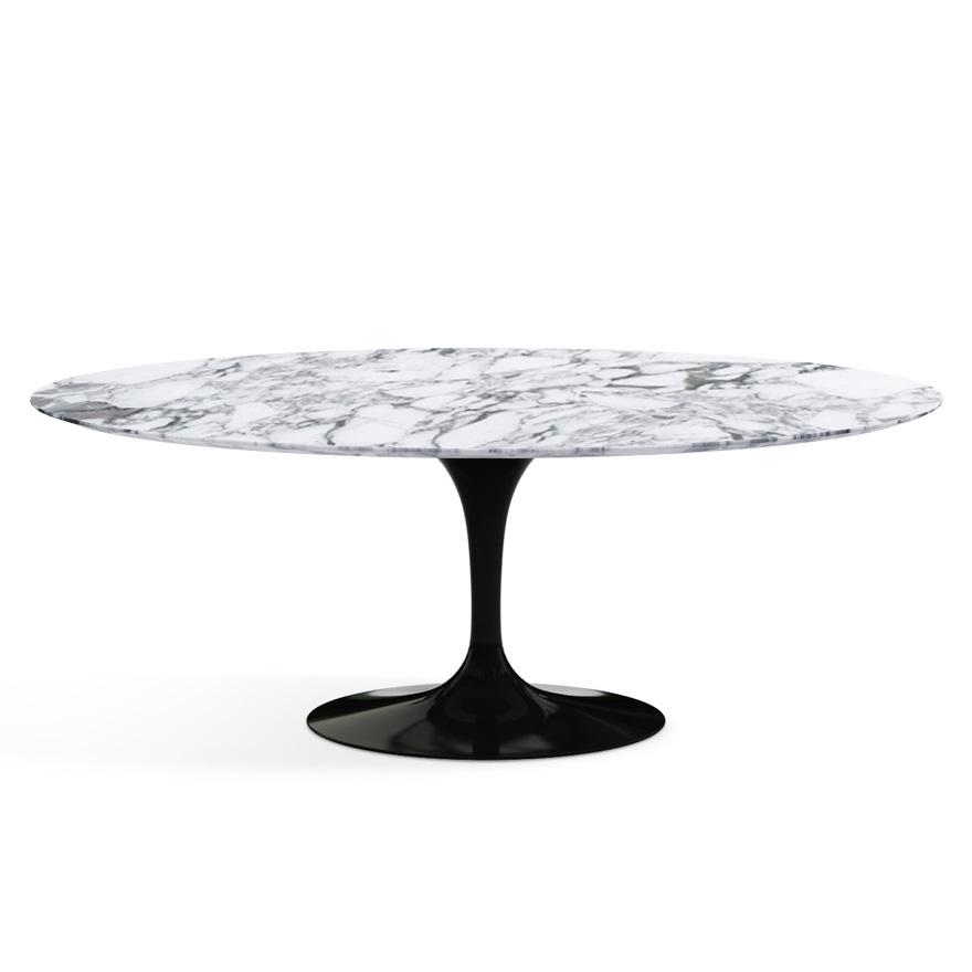 Saarinen 78&quot; Oval Dining Table Medium Dining Tables Knoll Black Arabescato marble, Satin finish 