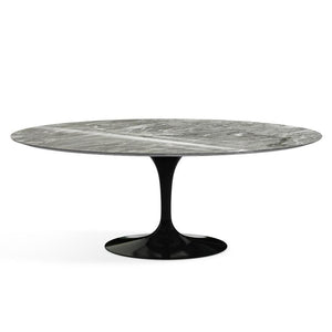 Saarinen 78" Oval Dining Table Medium Dining Tables Knoll Black Grey marble, Shiny finish 