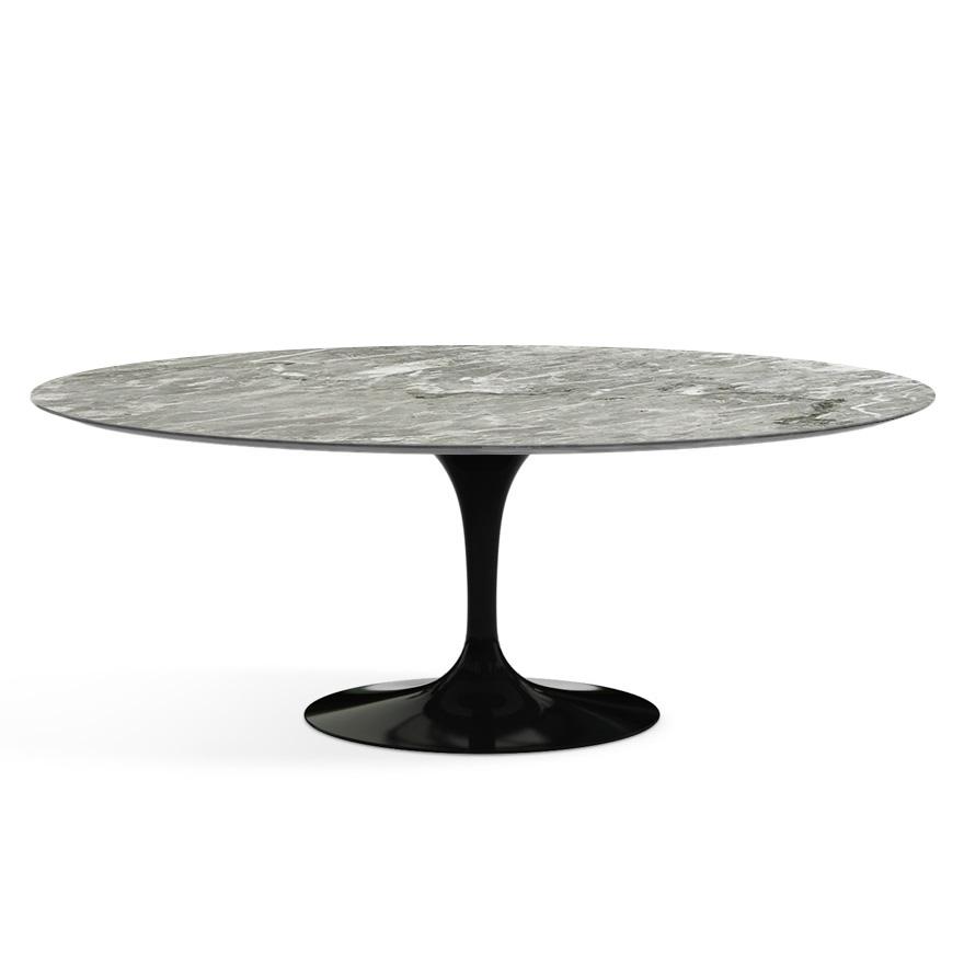 Saarinen 78&quot; Oval Dining Table Medium Dining Tables Knoll Black Grey marble, Satin finish 