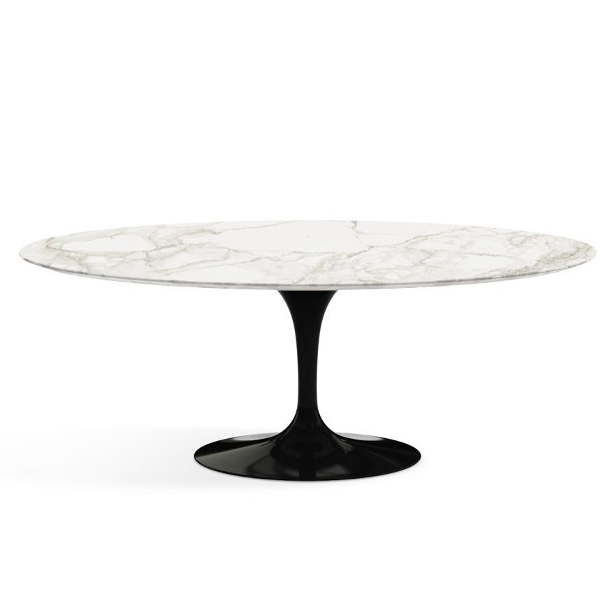 Saarinen 78&quot; Oval Dining Table Medium Dining Tables Knoll Black Calacatta marble, Satin finish 