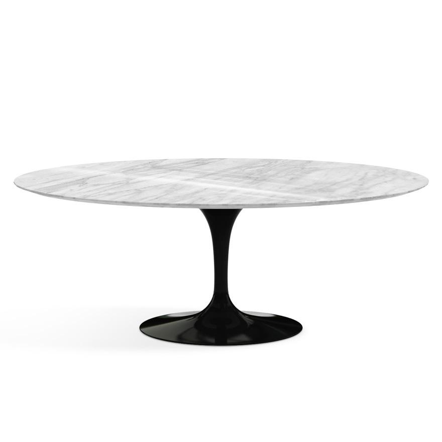 Saarinen 78&quot; Oval Dining Table Medium Dining Tables Knoll Black Carrara marble, Shiny finish 
