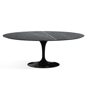 Saarinen 78" Oval Dining Table Medium Dining Tables Knoll Black Grigio Marquina marble, Satin finish 