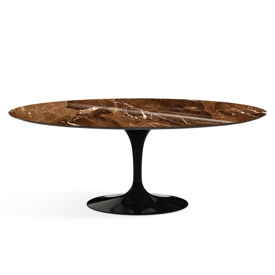 Saarinen 78&quot; Oval Dining Table Medium Dining Tables Knoll Black Espresso marble, Shiny finish 