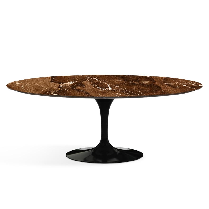 Saarinen 78&quot; Oval Dining Table Medium Dining Tables Knoll Black Espresso marble, Satin finish 
