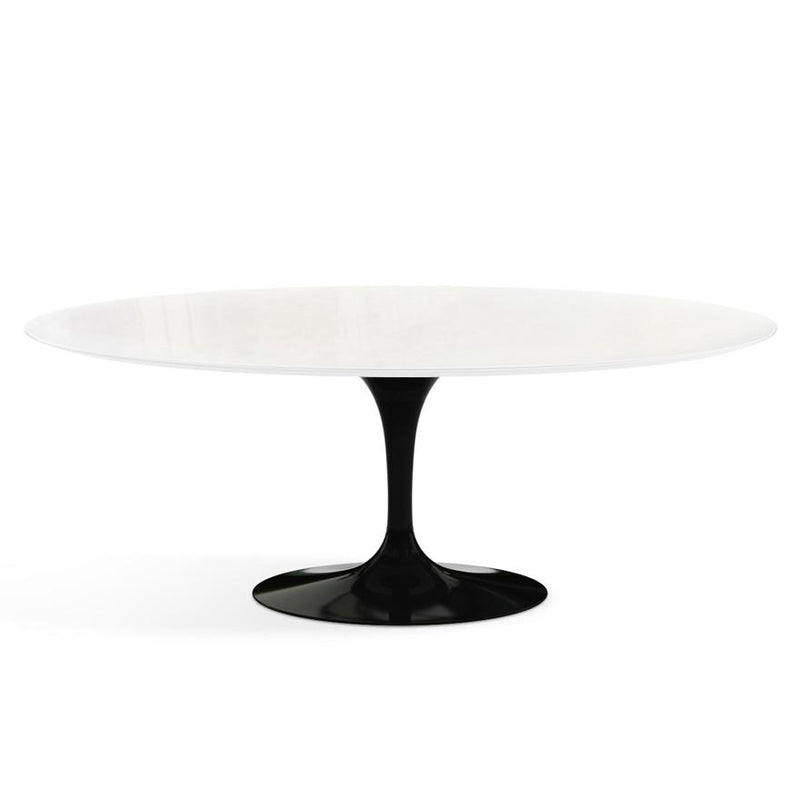 Saarinen 78" Oval Dining Table Medium Dining Tables Knoll Black Vetro Bianco 