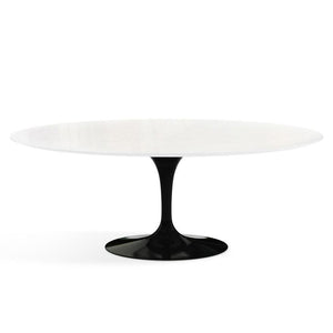 Saarinen 78" Oval Dining Table Medium Dining Tables Knoll Black Vetro Bianco 