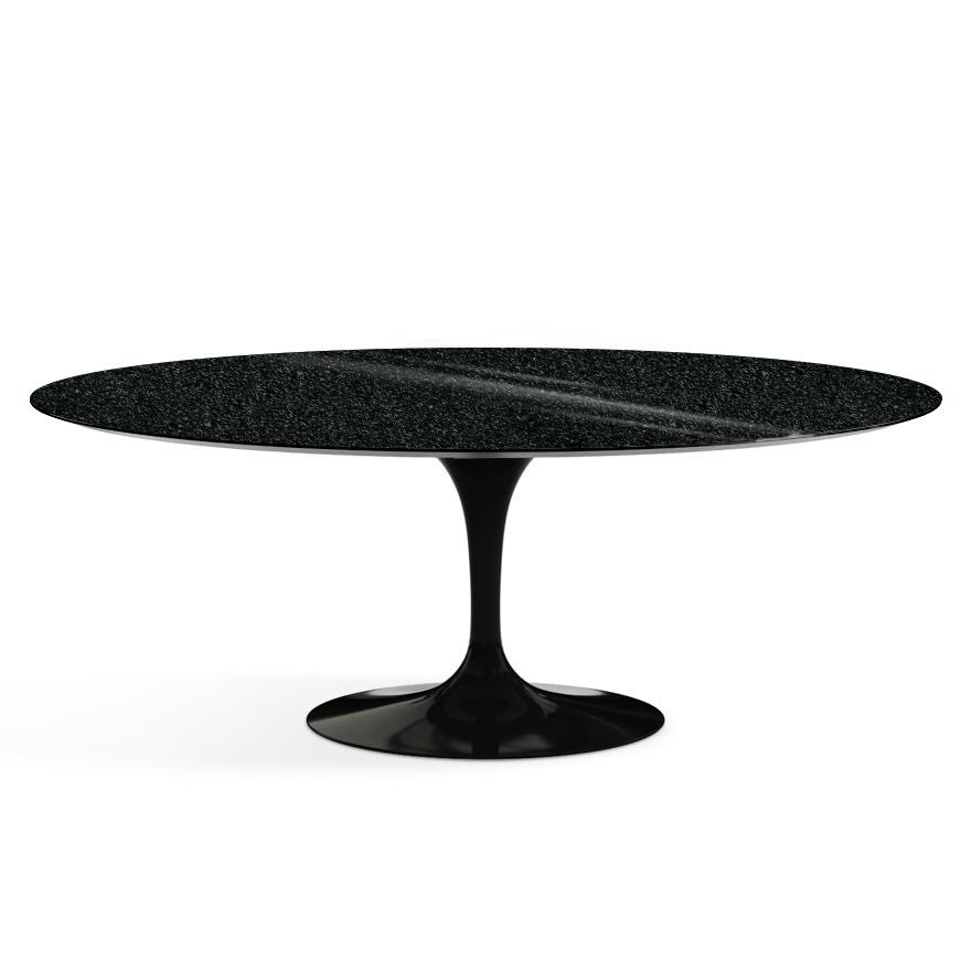 Saarinen 78&quot; Oval Dining Table Medium Dining Tables Knoll Black Black Andes, Granite 