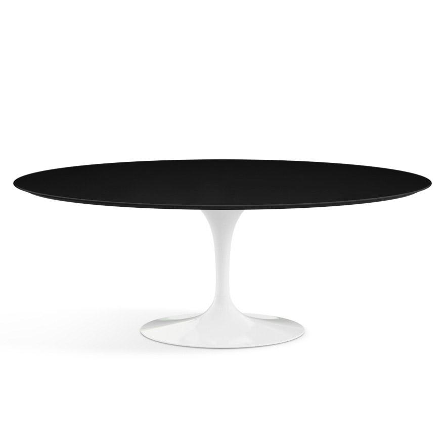 Saarinen 78&quot; Oval Dining Table Medium Dining Tables Knoll White Black laminate, Satin finish 