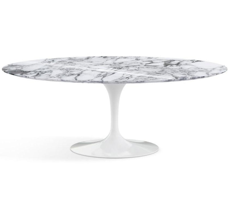 Saarinen 78" Oval Dining Table Medium Dining Tables Knoll White Arabescato marble, Shiny finish 