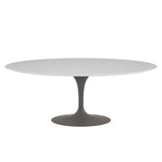 Saarinen 78" Oval Dining Table Medium Dining Tables Knoll Grey White laminate, Satin finish 