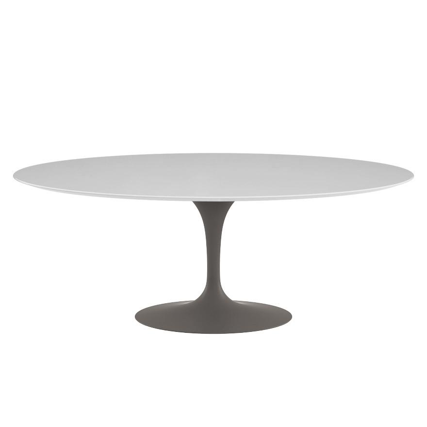 Saarinen 78" Oval Dining Table Medium Dining Tables Knoll Grey White laminate, Satin finish 