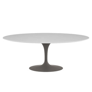 Saarinen 78" Oval Dining Table Medium Dining Tables Knoll Grey White laminate, Satin finish 