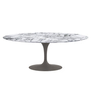 Saarinen 78" Oval Dining Table Medium Dining Tables Knoll Grey Arabescato marble, Shiny finish 