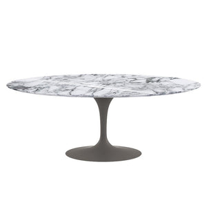 Saarinen 78" Oval Dining Table Medium Dining Tables Knoll Grey Arabescato marble, Shiny finish 
