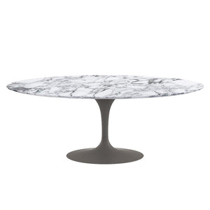 Saarinen 78" Oval Dining Table Medium Dining Tables Knoll Grey Arabescato marble, Satin finish 
