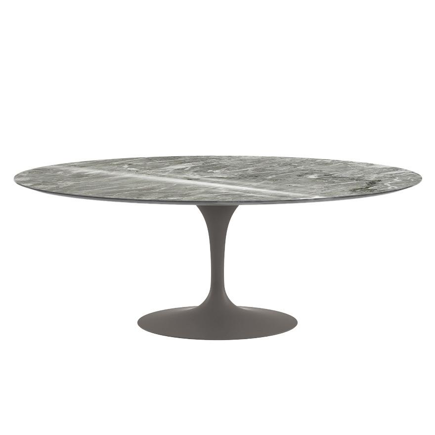 Saarinen 78&quot; Oval Dining Table Medium Dining Tables Knoll Grey Grey marble, Shiny finish 