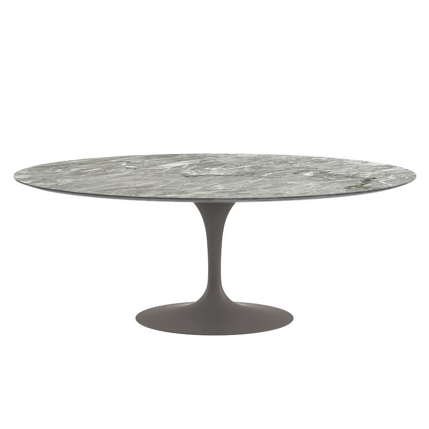 Saarinen 78" Oval Dining Table Medium Dining Tables Knoll Grey Grey marble, Satin finish 